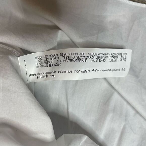 Zara Basic Top White Off Shoulder Bell Sleeve Black Lace Size Small Loose Fit - Picture 4 of 10